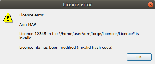 License error message