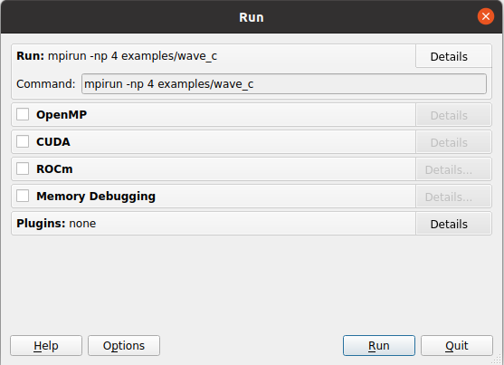 Express Launch Run dialog box