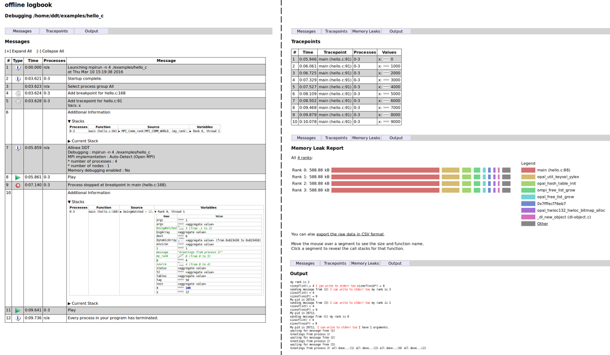 Offline mode HTML output