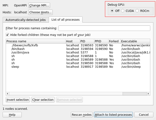 GPU Attach Dialog