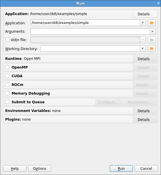 Single-process Run dialog