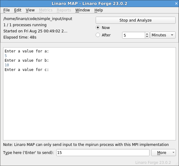 Sending input