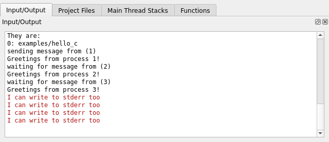 Standard output in the Input/Output tab