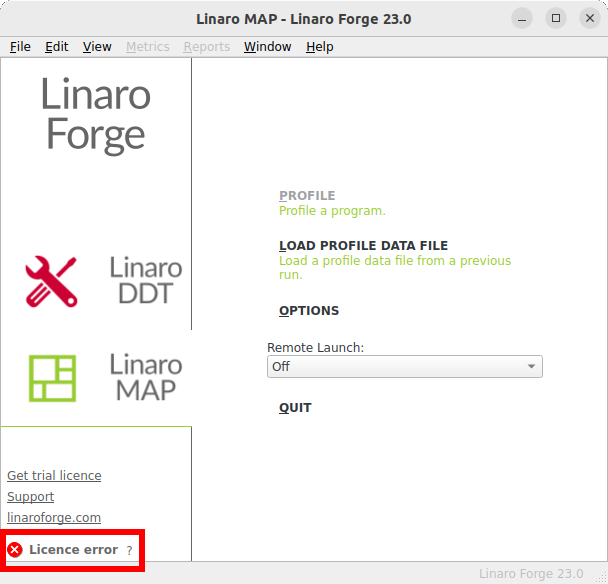 License error notification