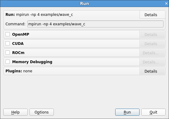 Express Launch Run dialog box