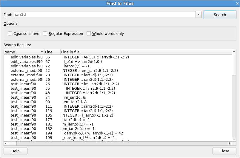 Find in Files dialog