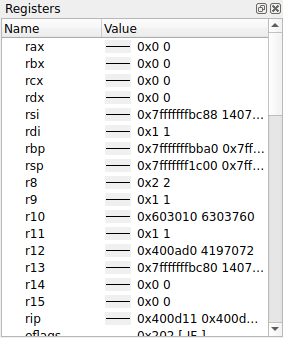 Registers tab