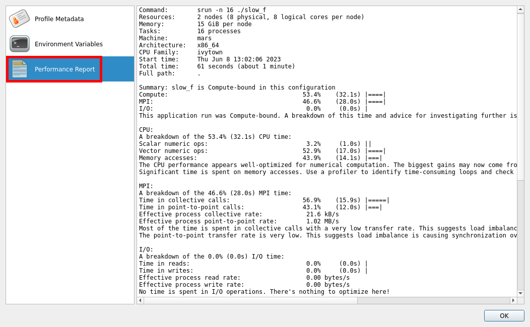 MAP textual performance report