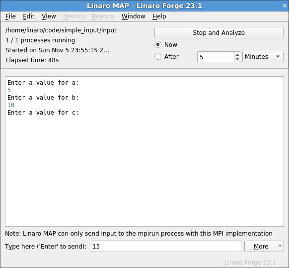 Sending input