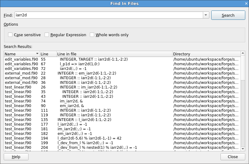 Find in Files dialog