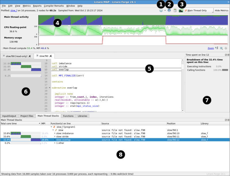 MAP user interface — Linaro Forge 24.1.2 documentation