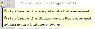 Static Analysis error annotation