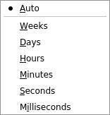 MAP time display dropdown menu