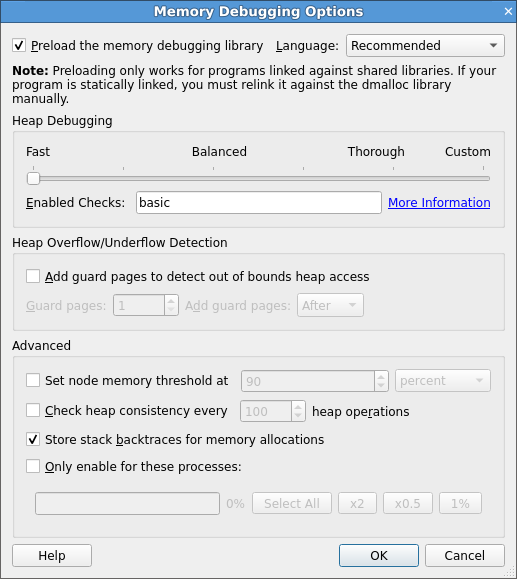 Memory Debugging Options