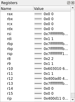 Registers tab