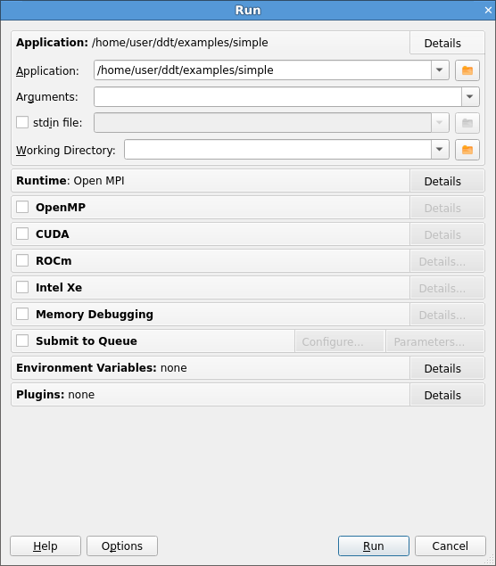 Single-process Run dialog