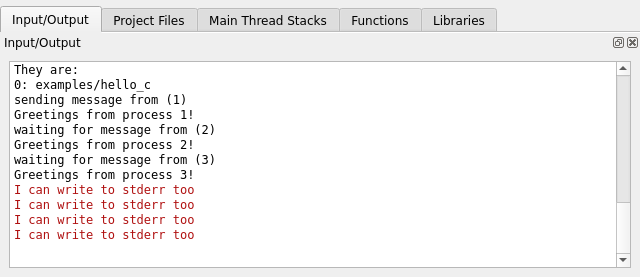 Standard output in the Input/Output tab