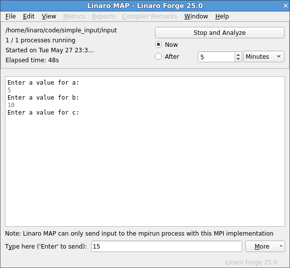 Sending input