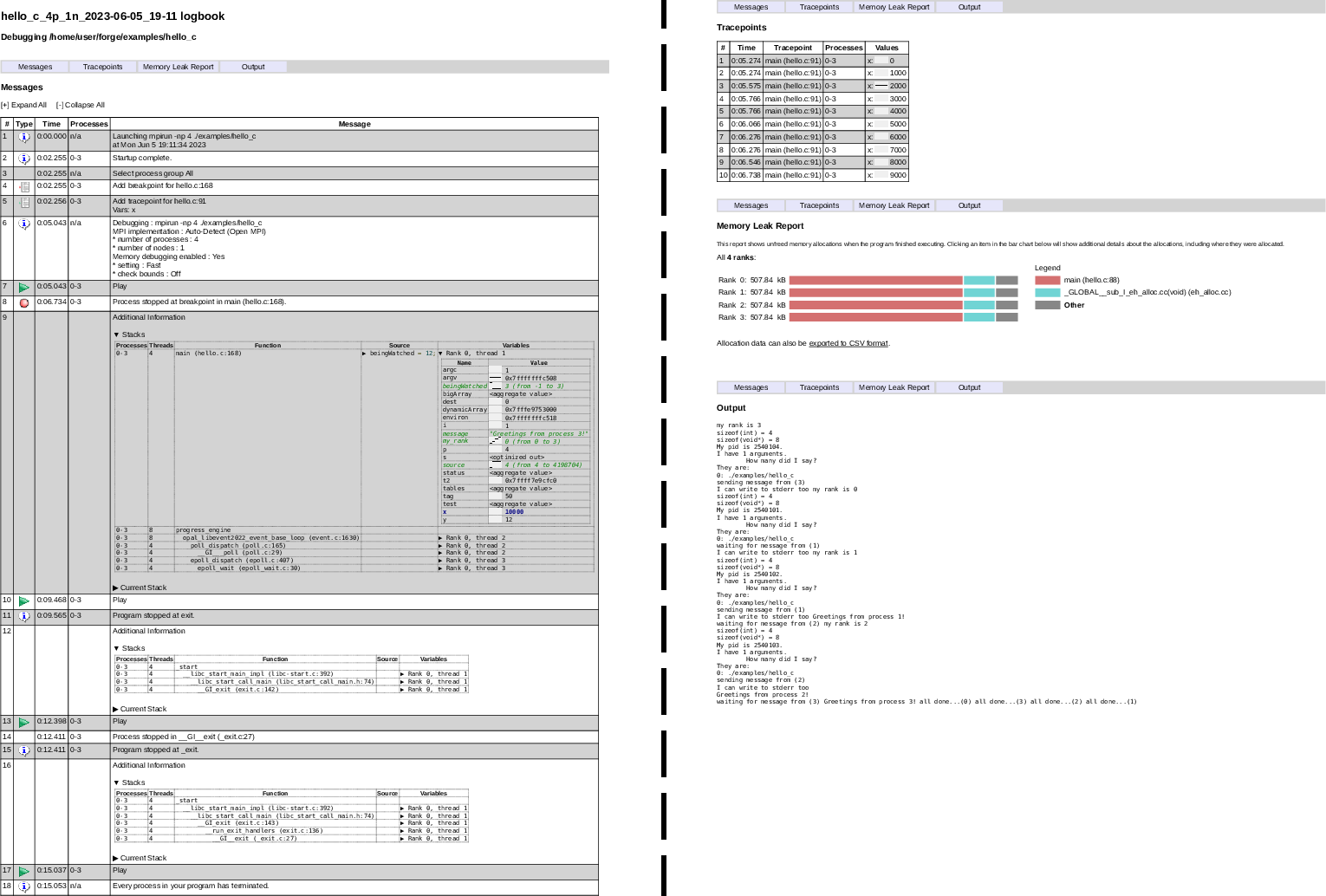 Offline mode HTML output