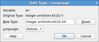 Edit Type window