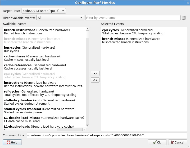 Specify Perf metrics using the Run window — Linaro Forge 26.0 documentation