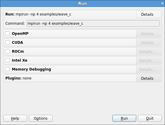 Express Launch Run dialog box
