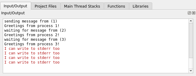 Standard output in the Input/Output tab